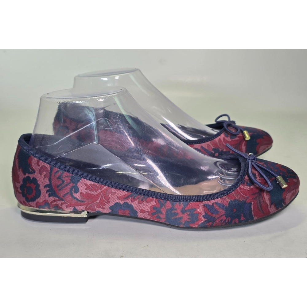 APT 9 Women's Ballets Size 7.5 M Navy Red Multicolor Floral Slip On‎ Flats Shoes